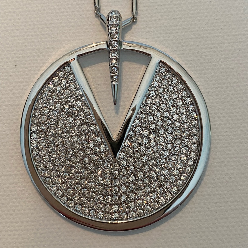Vince Camuto Silver Crystal Circle Necklace